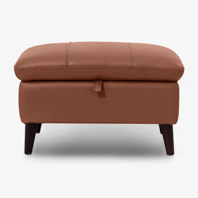 Furniture Village Winner Leather Storage Footstool - Butterscotch