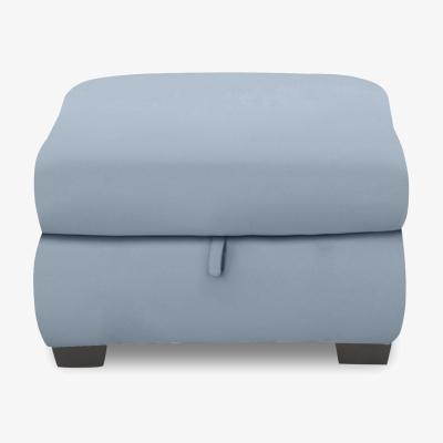 Furniture Village Nixon NC Leather Storage Footstool - Pearl Blue