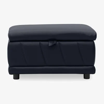 Furniture Village Genius Leather Storage Footstool - Montana Navy
