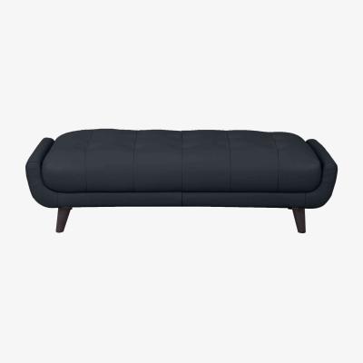Furniture Village Rene Large Leather Footstool - Montana Navy
