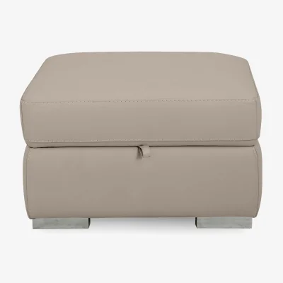 Furniture Village World of Leather - Edison Leather Storage Footstool - Feather