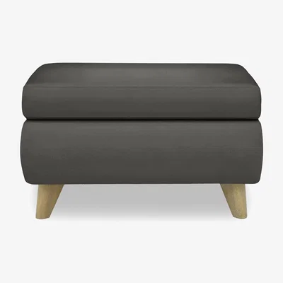 Furniture Village Malmo NC Leather Coffee Table Storage Footstool - Charcoal Grey