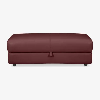 Furniture Village World of Leather - Nest Large NC Leather Storage Footstool - NC Deep Red