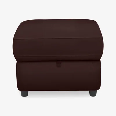 Furniture Village Dublin Leather Storage Footstool - Burgundy