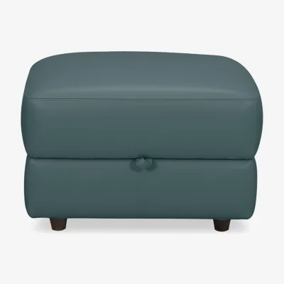 Furniture Village World of Leather - Nest Small NC Leather Storage Footstool - NC Lake Green