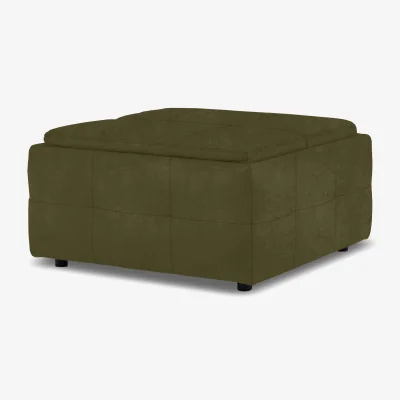 Furniture Village Monarch Fabric Tray Storage Footstool - Olive Green
