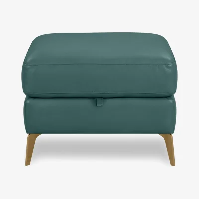 Furniture Village World of Leather - Eclipse Leather Storage Footstool - Lake Green