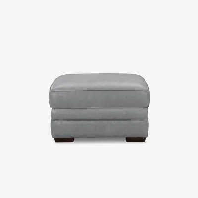 Furniture Village Carrick Rectangular Leather Footstool - Sea Spray - Living Room Furniture