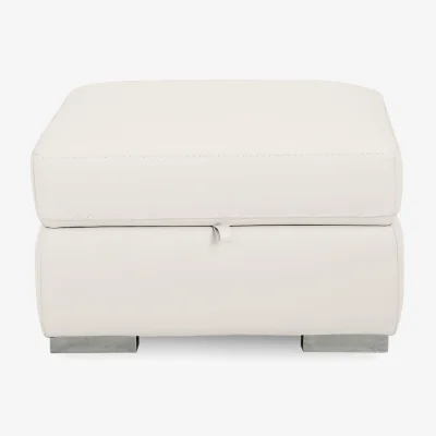 Furniture Village World of Leather - Edison Leather Storage Footstool - Star White