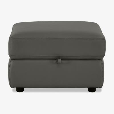 Furniture Village Touch NC Leather Storage Footstool - Charcoal Grey