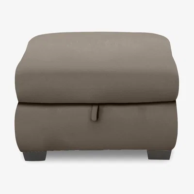 Furniture Village Nixon Leather Storage Footstool - Bark