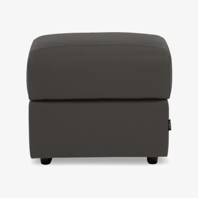 Furniture Village Nicoletti - Canto Square Leather Storage Footstool - Torello Grigio Scuro