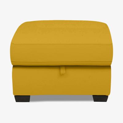 Furniture Village Parma Leather Storage Footstool - Yellow