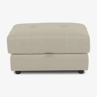 Furniture Village Boutique Goliath Leather Storage Footstool - Bone China