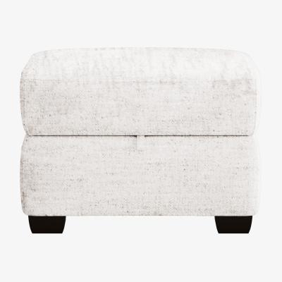 Furniture Village World of Leather - Hollywood Fabric Storage Footstool - Frost