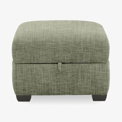 Furniture Village Compact Collection Titch Fabric Storage Footstool - Olive Green