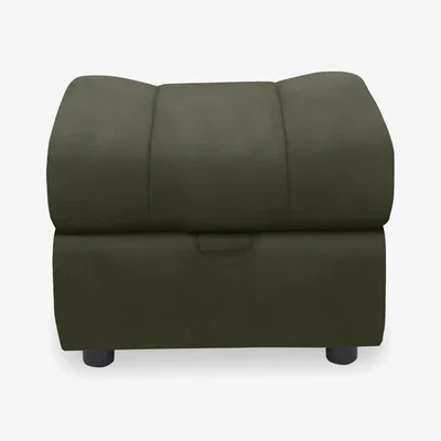 Furniture Village Aero Leather Storage Footstool - Oslo Pine