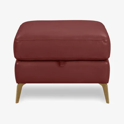 Furniture Village World of Leather - Eclipse Leather Storage Footstool - Deep Red