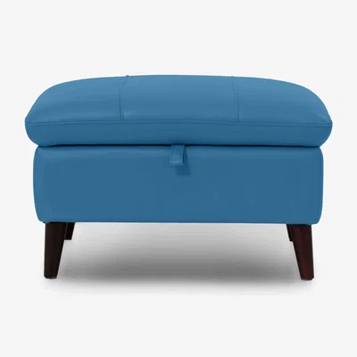Furniture Village Winner Leather Storage Footstool - Aegean