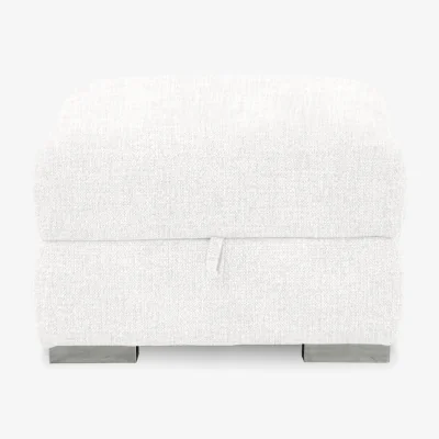 Furniture Village Edison Fabric Storage Footstool - Frost