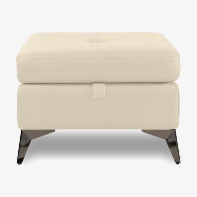 Furniture Village Action Leather Storage Footstool - Stone