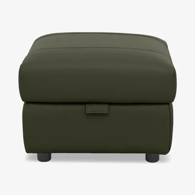 Furniture Village Raven Leather Storage Footstool - Oslo Pine