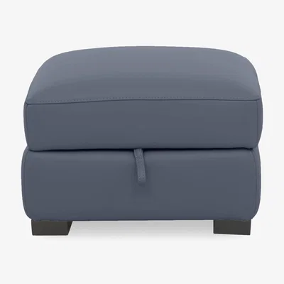 Furniture Village World of Leather - Nova BV Leather Storage Footstool - BV Ocean Blue