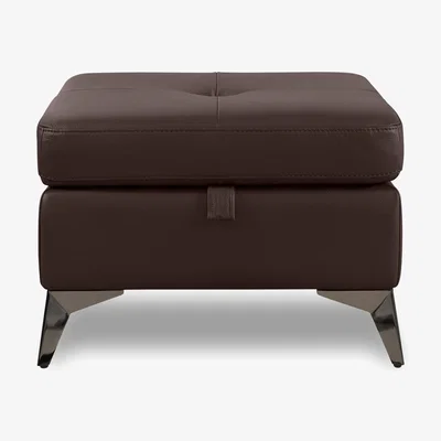 Furniture Village Action Leather Storage Footstool - Burgundy