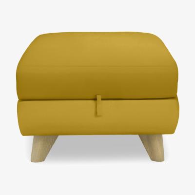 Furniture Village Malmo Leather Storage Footstool - Yellow