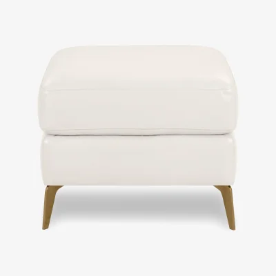 Furniture Village World of Leather - Eclipse Leather Footstool - Star White