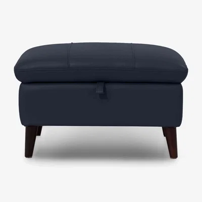 Furniture Village Winner Leather Storage Footstool - Peacock
