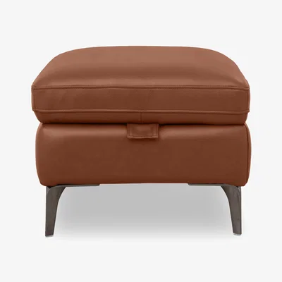 Furniture Village Morgan Leather Storage Footstool - Montana Butterscotch