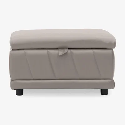 Furniture Village Genius Leather Storage Footstool - Lead Grey