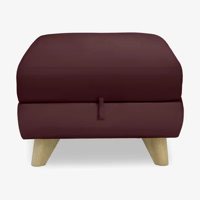 Furniture Village Malmo BV Leather Storage Footstool - BV Deep Red