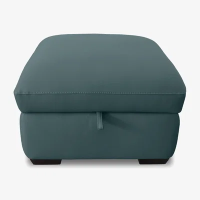 Furniture Village World of Leather - Restore Leather Storage Footstool - Lake Green