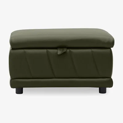 Furniture Village Genius Leather Storage Footstool - Oslo Pine