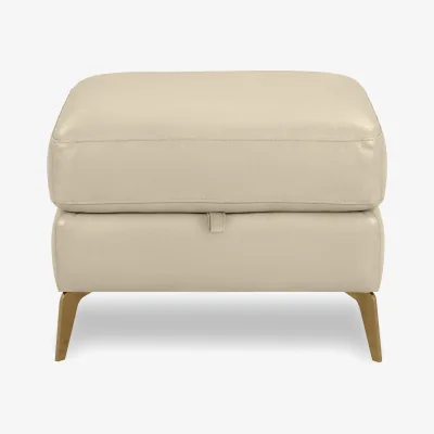 Furniture Village World of Leather - Eclipse Leather Storage Footstool - Bisque