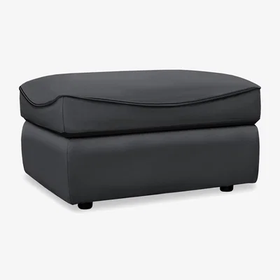 Furniture Village G Plan - Amesbury Leather Storage Footstool - Cambridge Petrol Blue