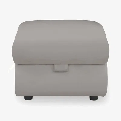 Furniture Village Panache Leather Storage Footstool - Lead Grey