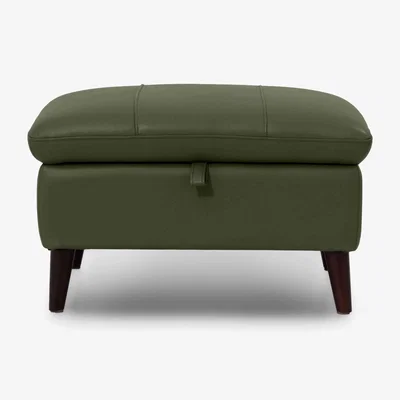 Furniture Village Winner Leather Storage Footstool - Oslo Pine