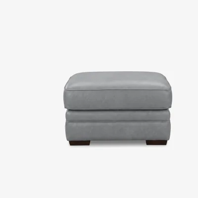Furniture Village Carrick Rectangular Leather Storage Footstool - Sea Spray - Living Room Furniture