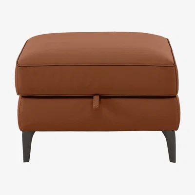 Furniture Village Homestage Leather Storage Footstool - Warm Brown