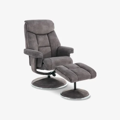 Furniture Village Bruges Fabric Swivel Chair and Footstool - Carbon Grey