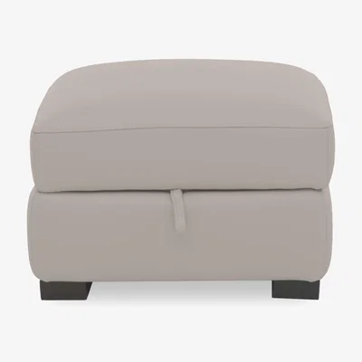 Furniture Village World of Leather - Nova BV Leather Storage Footstool - Silver Grey