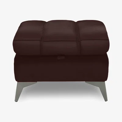 Furniture Village Angelo Leather Storage Footstool - Burgundy