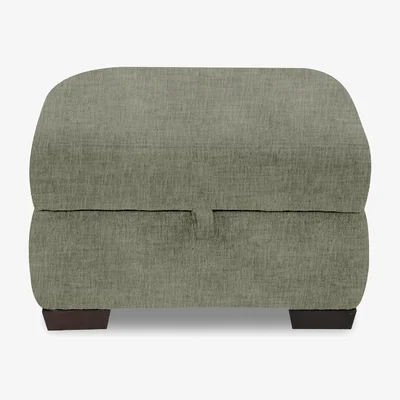 Furniture Village Saffron Fabric Storage Footstool - Olive Green