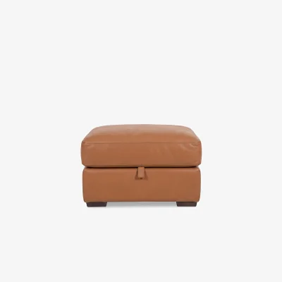Furniture Village World of Leather - Nap Leather Storage Footstool - Pecan - Living Room Furniture - In Time for Christmas
