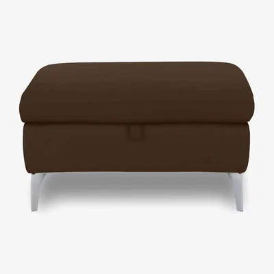 Furniture Village Vino Leather Storage Footstool - Chocolate
