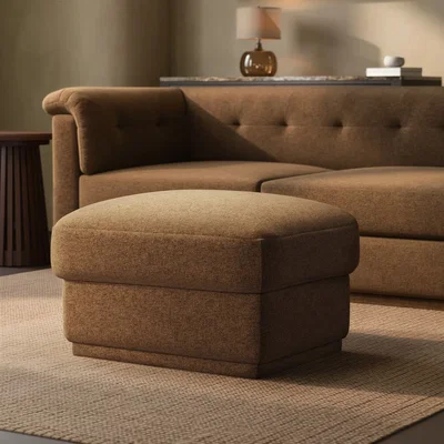 Furniture123 Brown Chenille Ottoman Storage Footstool - Caleb