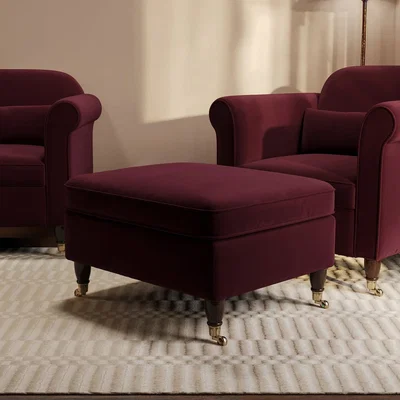 Furniture123 Burgundy Velvet Footstool - Ramona